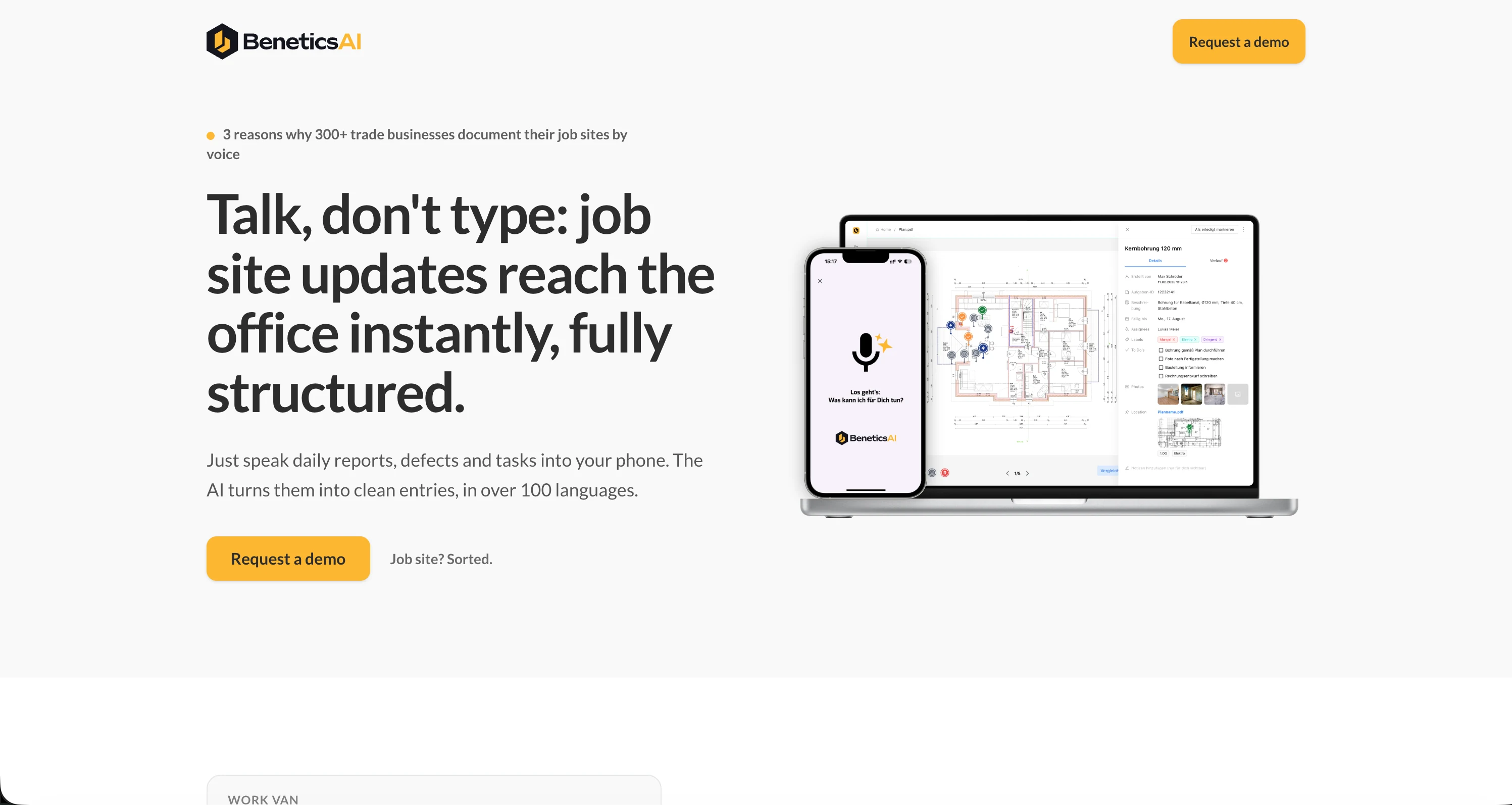 Eine in Glorya erstellte und bearbeitete Landingpage